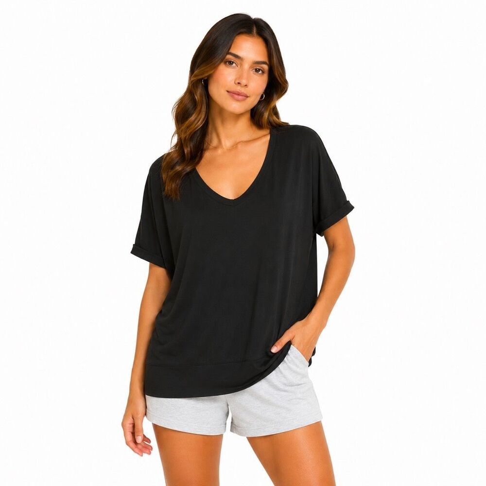 VICTORIA’S SECRET Women’s Black Short Sleeve Oversized Lounge Top Size Large